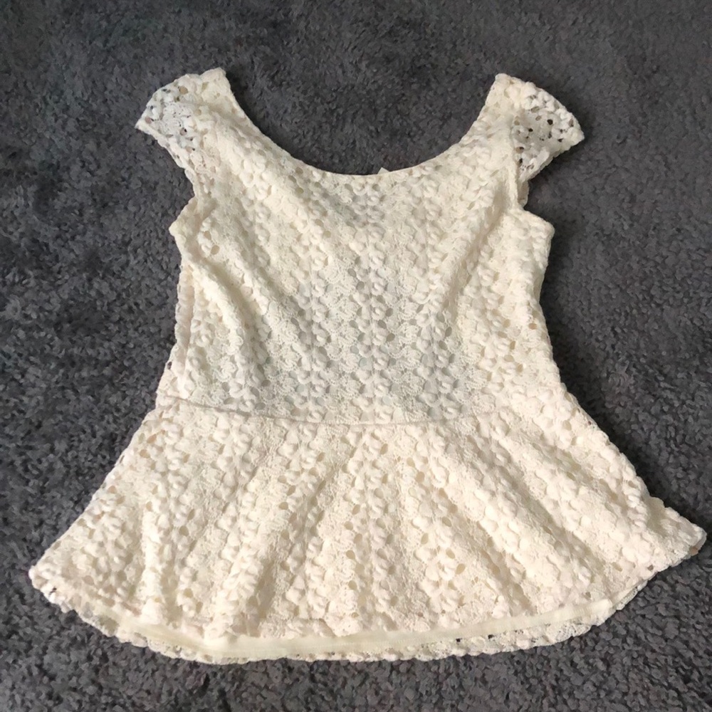 Kirra lace peplum open back top